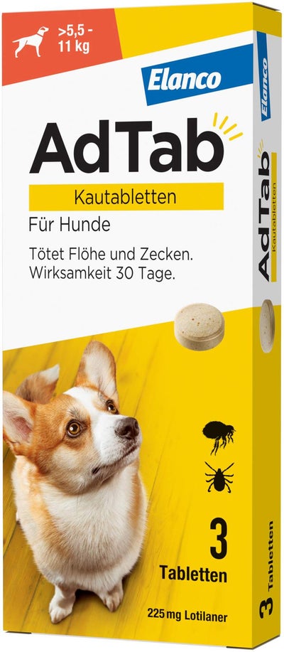 AdTab 225 mg für mittelgroße Hunde (5,5-11 kg) 3 Kautabletten