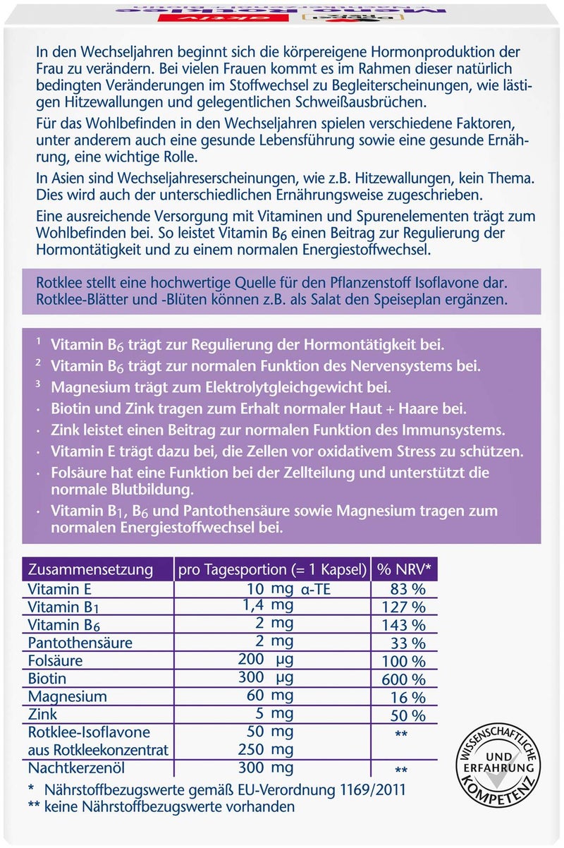 Doppelherz Aktiv Meno Rotklee + Nachtkerzenöl + Biotin 30 Kapseln