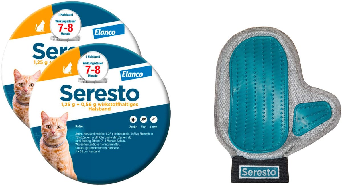 Seresto Halsband für Katzen 2 x 1 Stück + gratis Pflegehandschuh