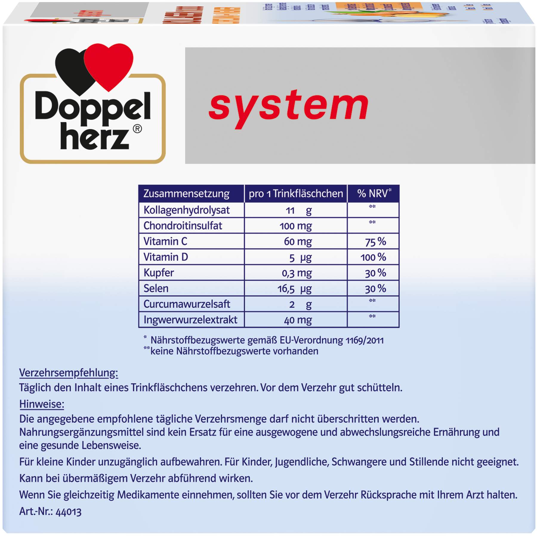 Doppelherz system Kollagen 11.000 Curcuma + Ingwer 30 x 25 ml Trinkampullen