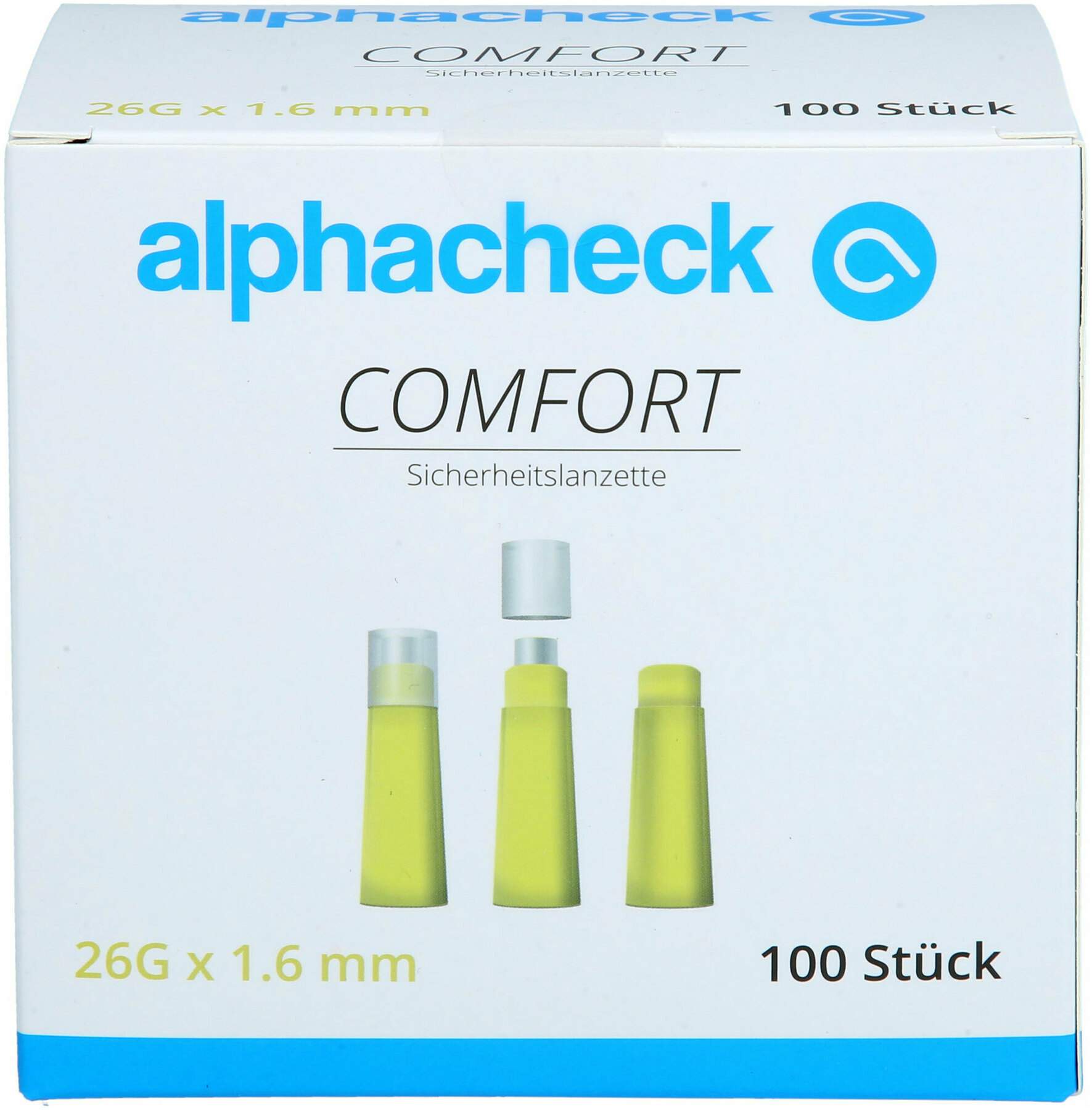 Alphacheck Comfort Sicherheitslanzetten 26 G X 1,6 mm 100 Stück