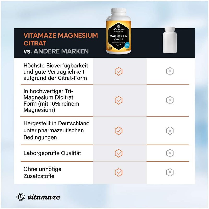 Magnesiumcitrat 360 mg Vegan 180 Kapseln