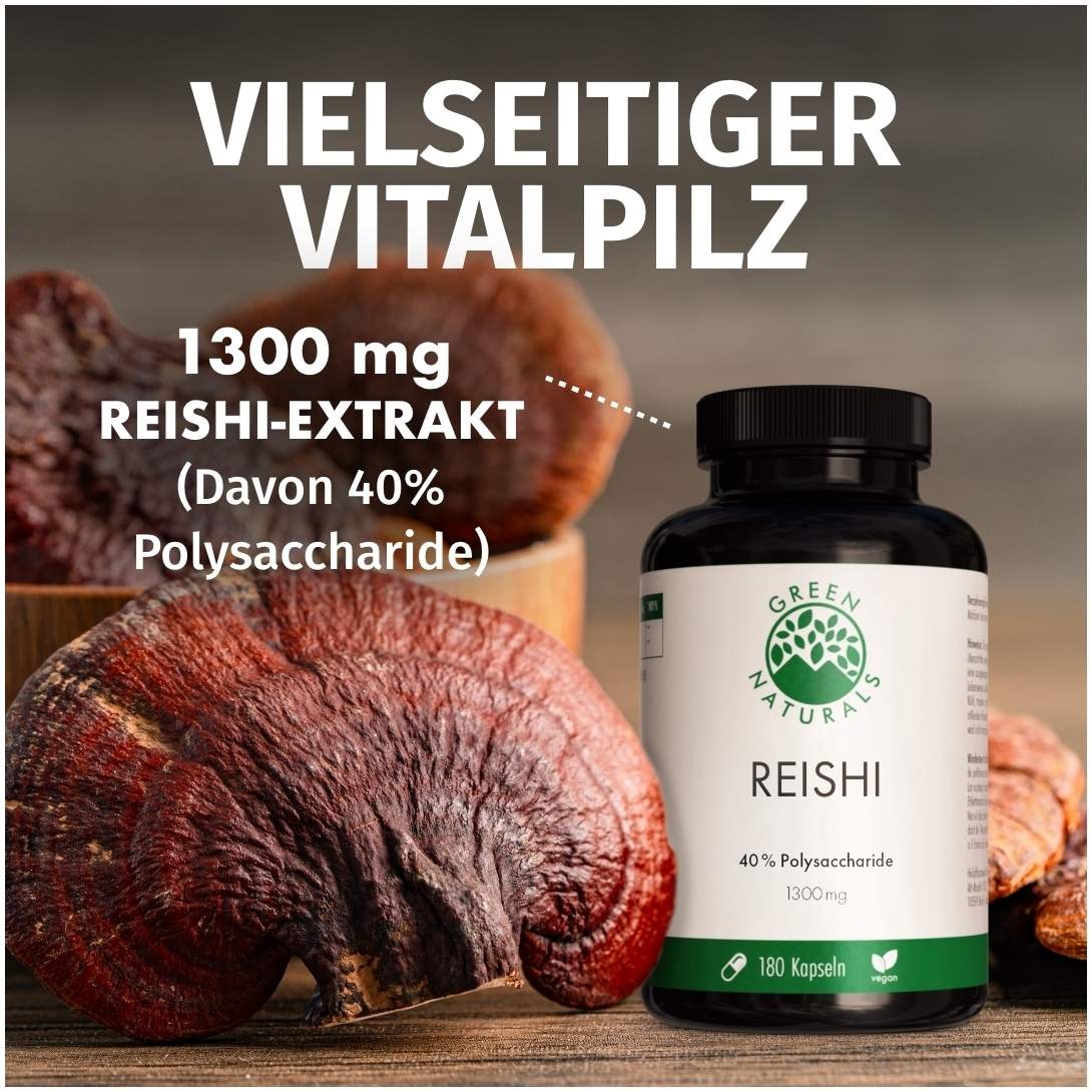 Green Naturals Reishi 650 mg Hochdosiert Vegan 180 Kapseln
