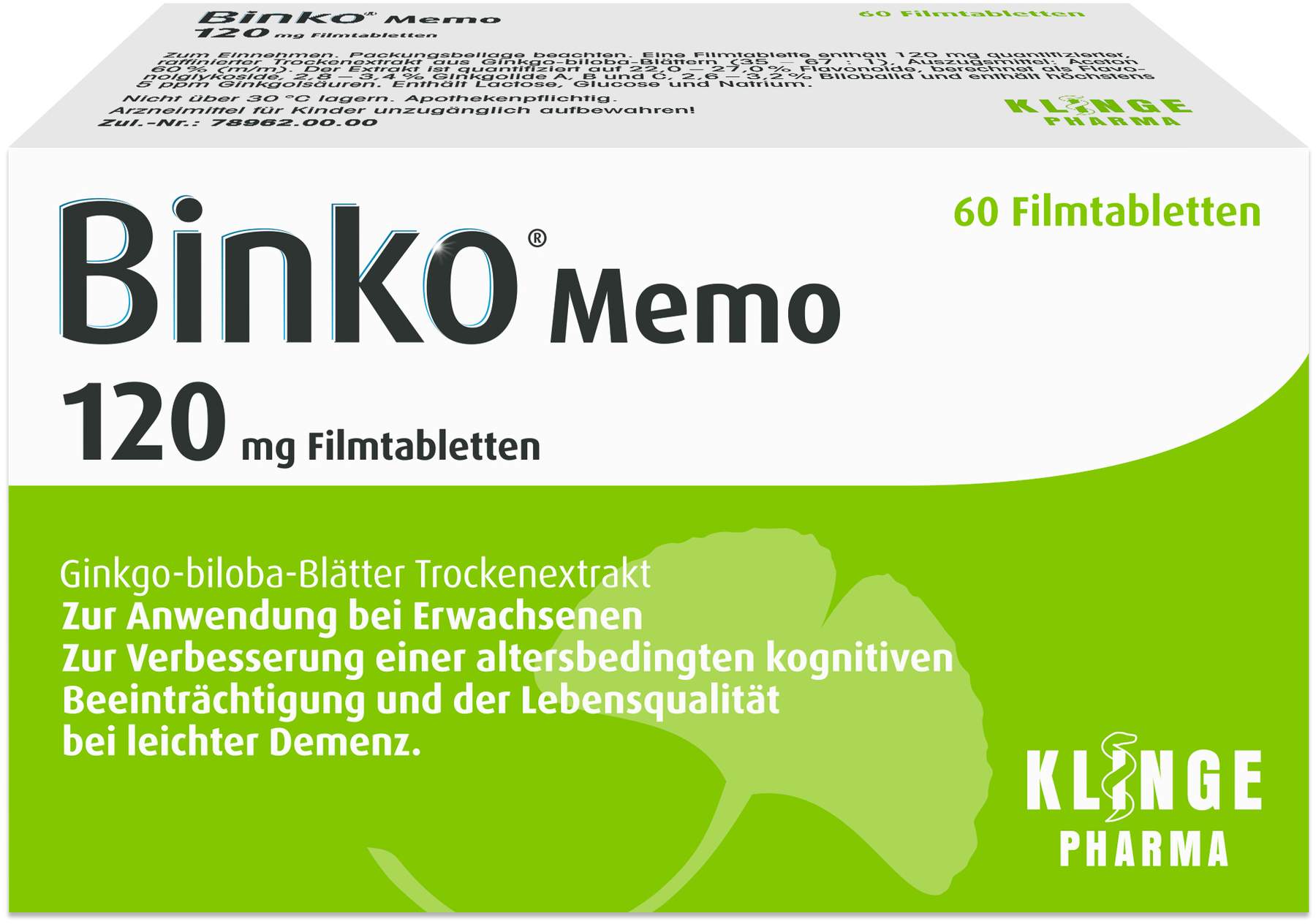 Binko Memo 120 mg 60 Filmtabletten