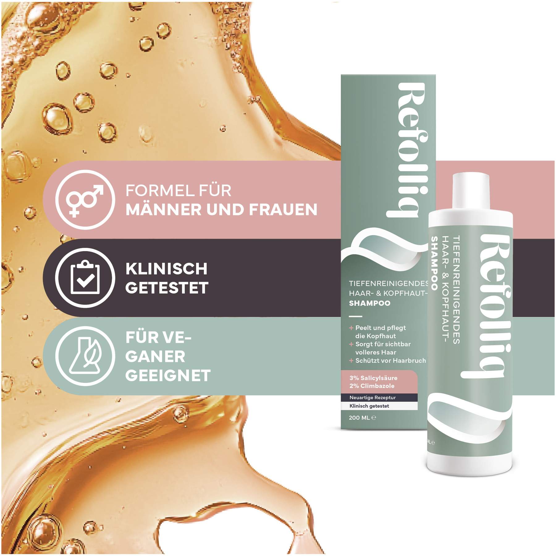 Refolliq Tiefenreinigendes Haar- & Kopfhaut Shampoo 200 ml