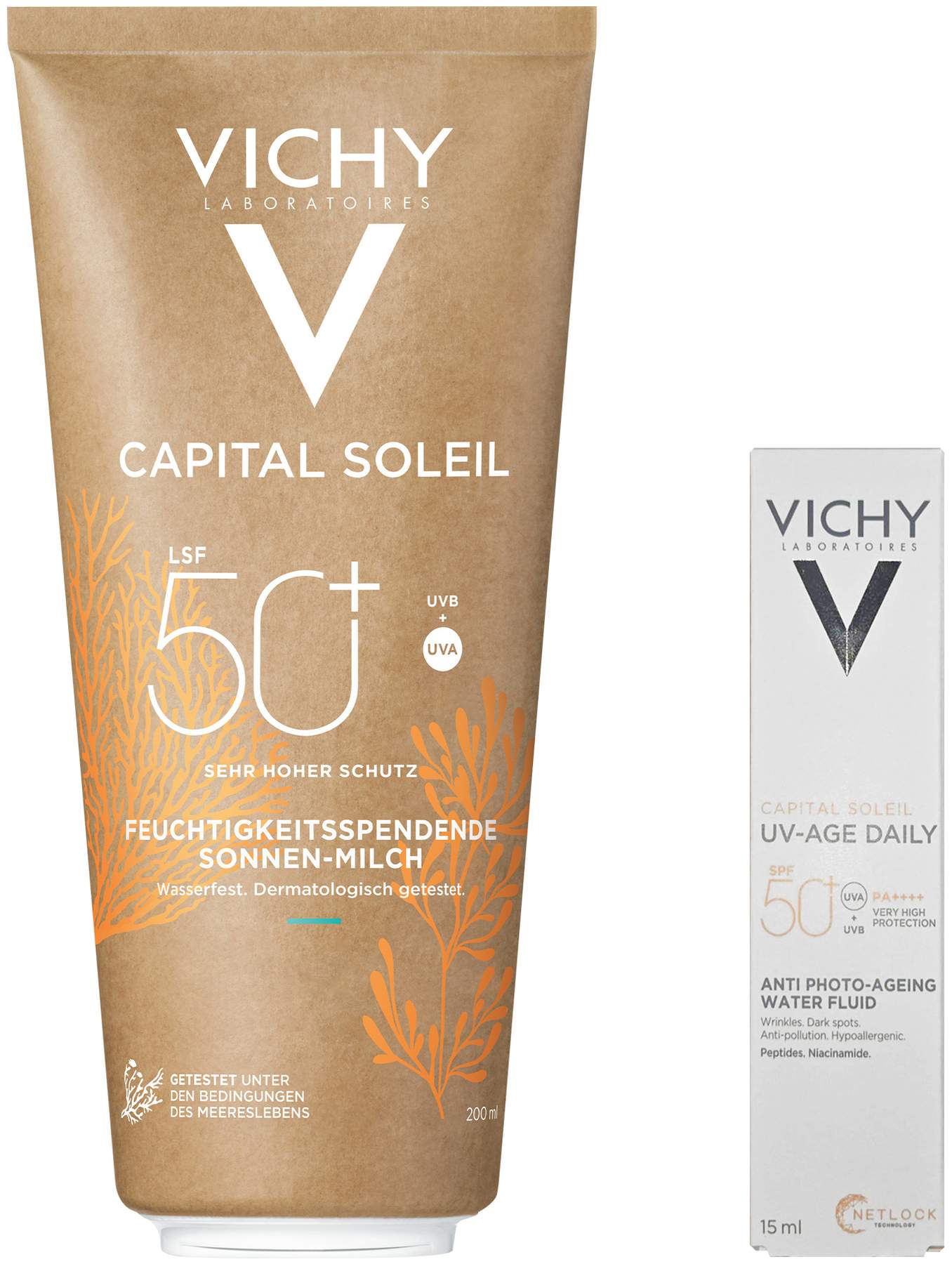 Vichy Capital Soleil feuchtigkeitsspendende Sonnen-Milch LSF 50+ 200 ml + gratis Vichy Capital Soleil LSF 50+ 15 ml