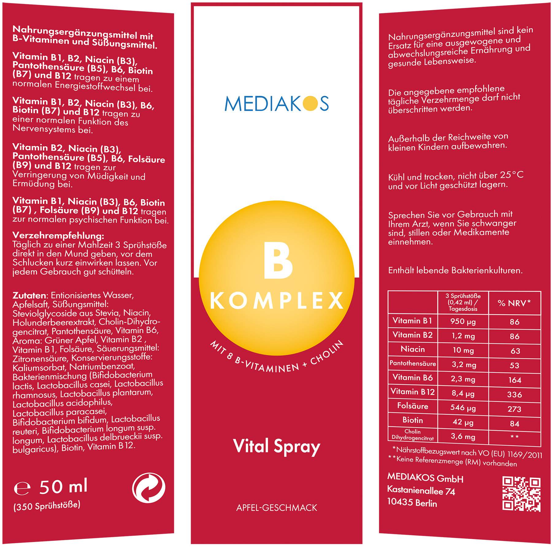 Vitamin B Komplex Mediakos Vital Spray 50 ml