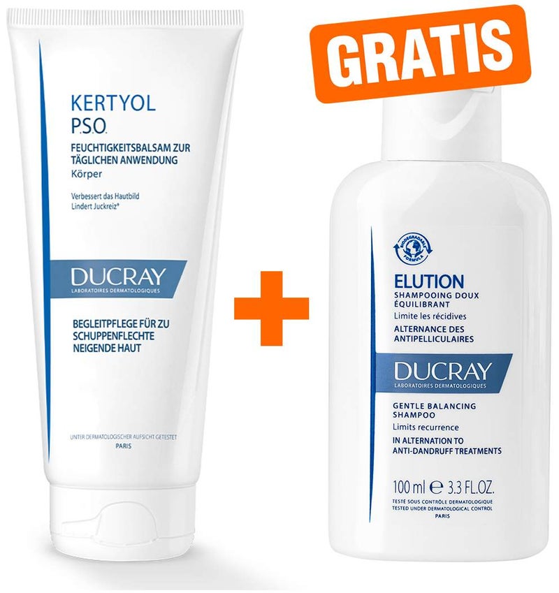 Ducray Kertyol PSO Feuchtigkeitsbalsam 200 ml + gratis Elution ausgl. Shampoo 100 ml
