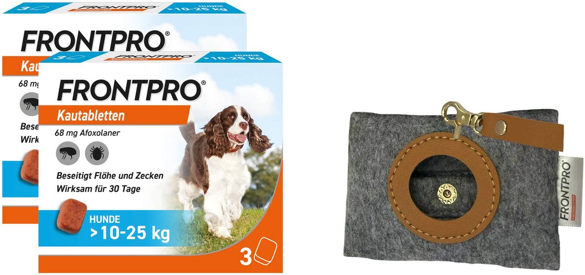 Frontpro 68 mg für Hunde 2 x 3 Kautabletten + gratis Hundebeutelspender 1 Stück