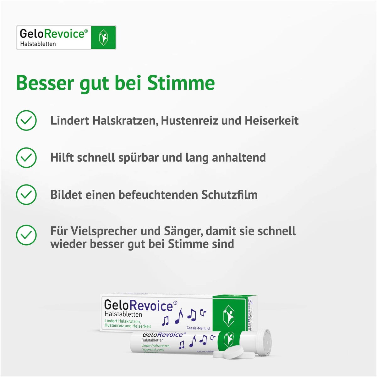 GeloRevoice Halstabletten Cassis Menthol 20 Lutschtabletten