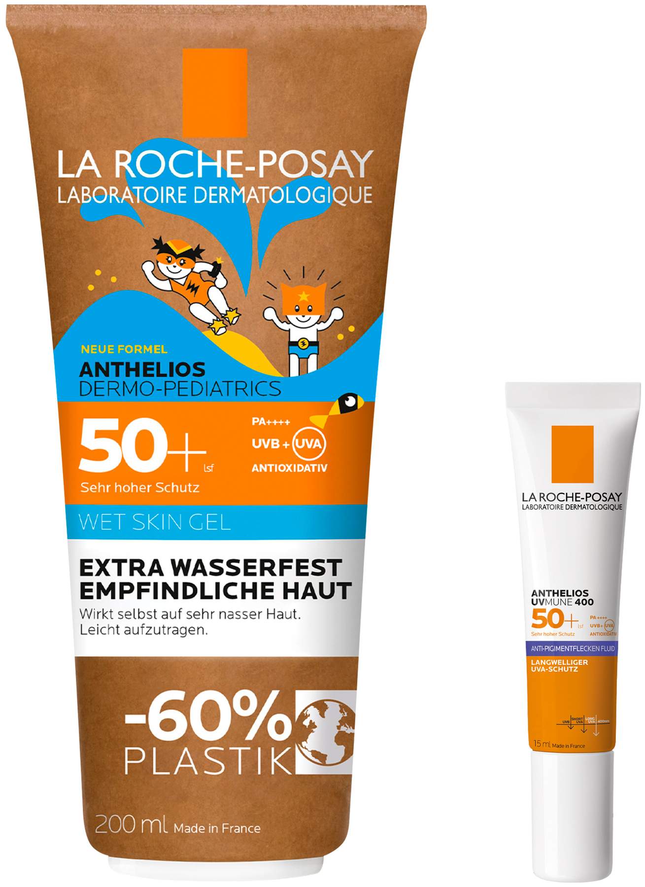 La Roche Posay Anthelios Dermo-Kids Wet Skin Gel LSF 50+ 200 ml + gratis Anthelios Anti-Pigment Fluid 15 ml