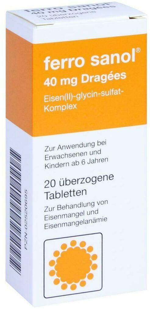 Ferro Sanol Ueberzogene Tabletten 20 Stück