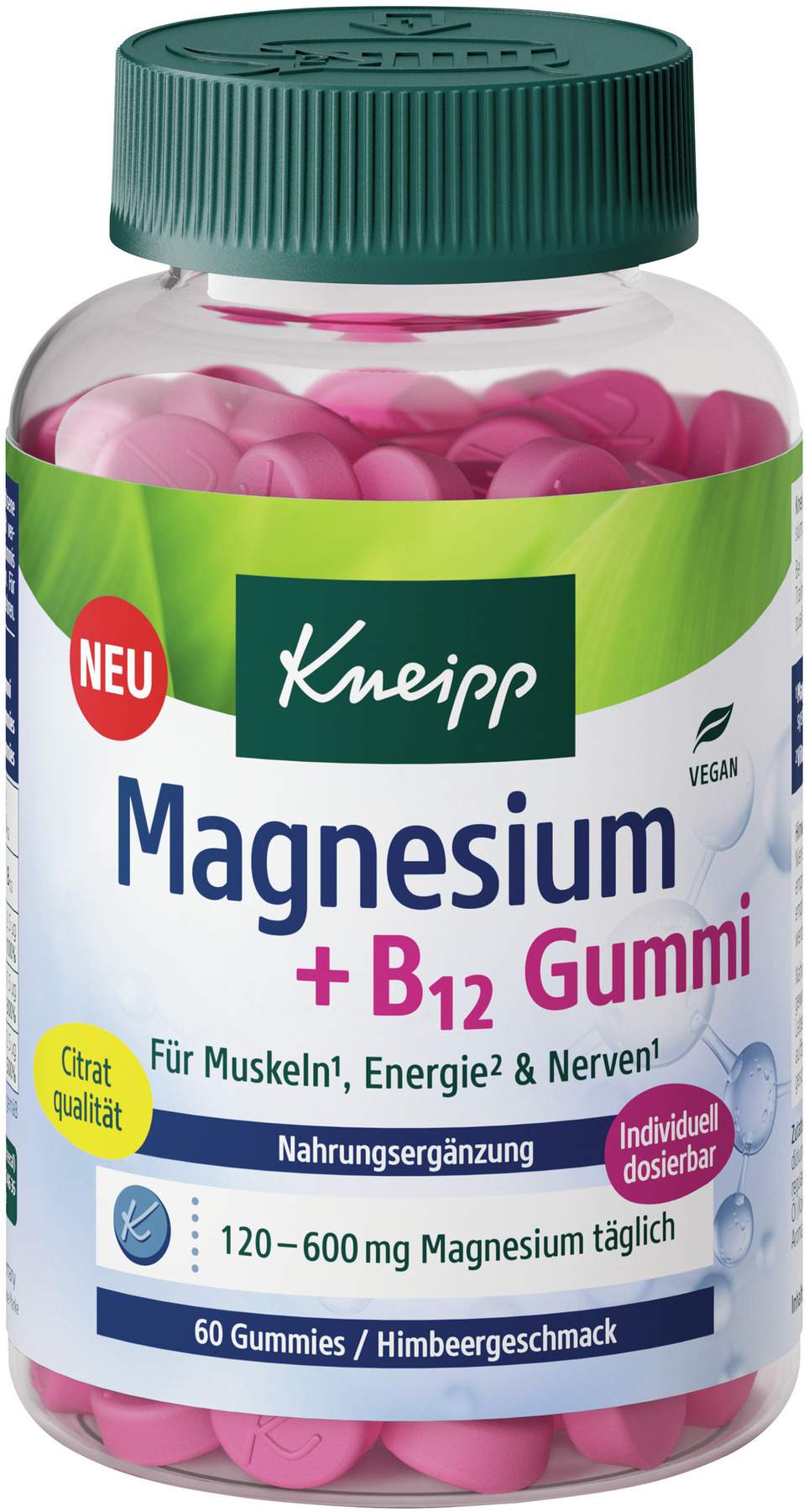 Kneipp Magnesium + B12 Gummies Himbeer 60 Stück