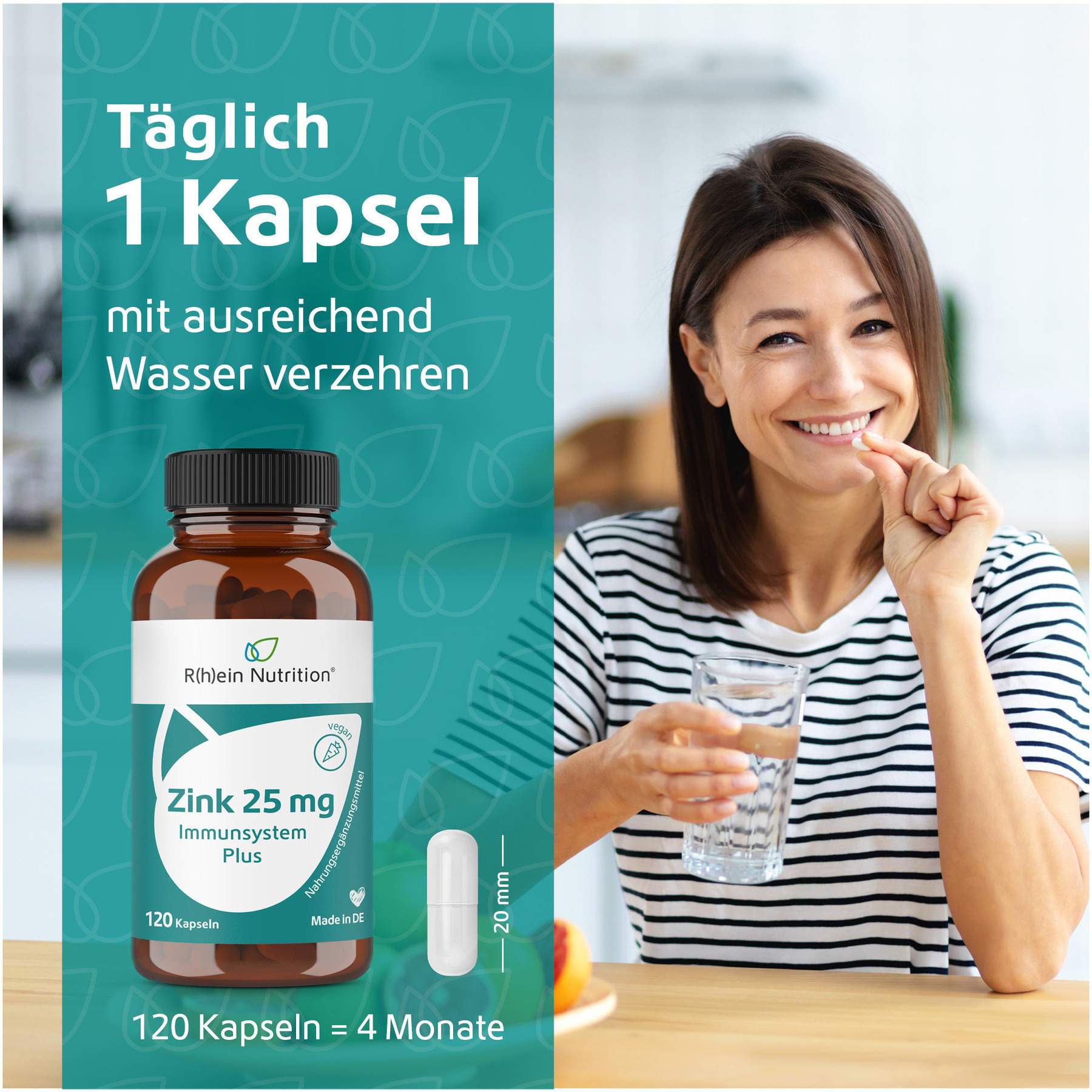 Zink 25 mg Immunsystem Plus 120 Kapseln