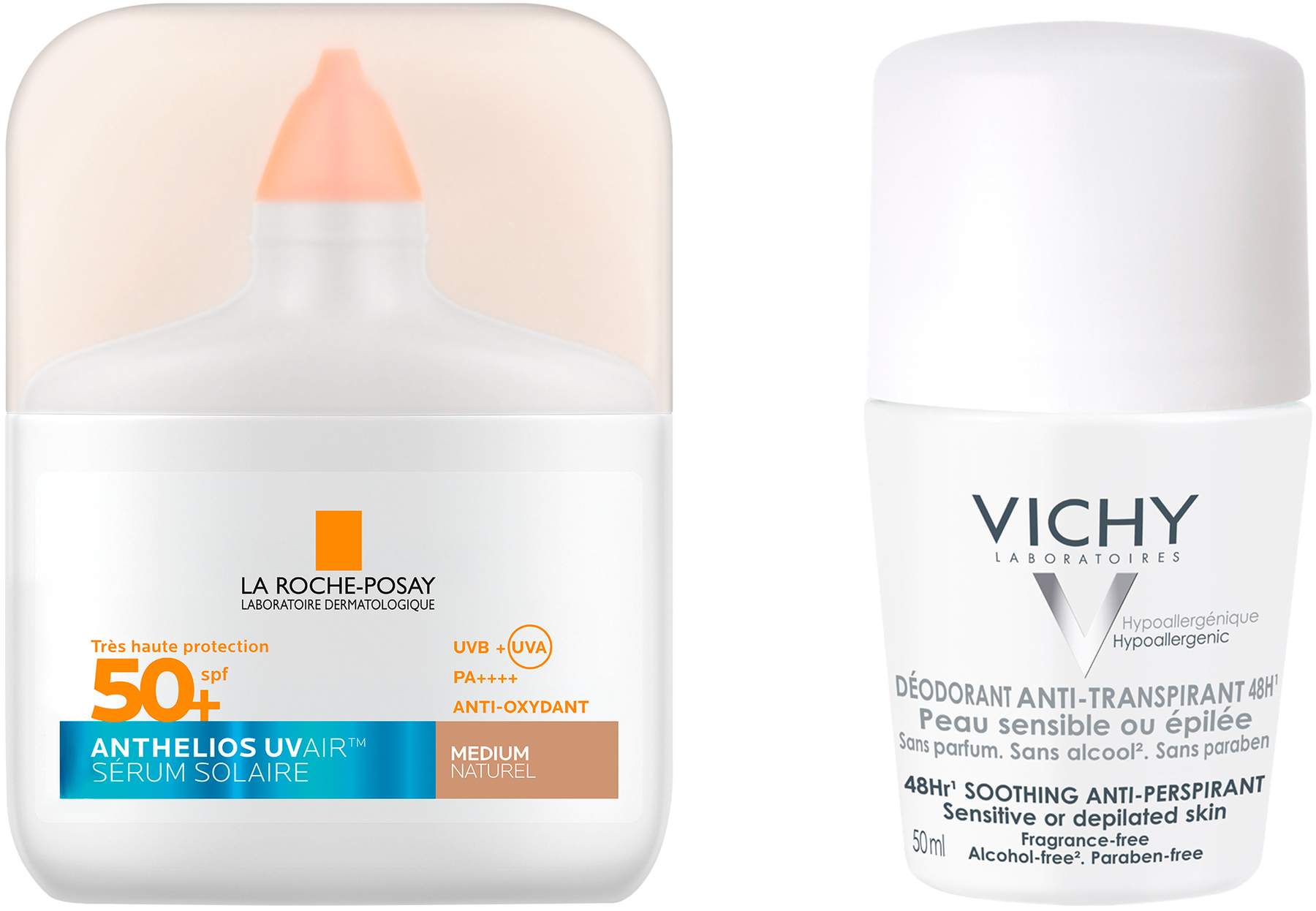 La Roche Posay Anthelios UV Air Serum LSF 50+ Getönt mittel 50 ml + gratis Vichy Deo Roll-on Anti Flecken 48h 50 ml