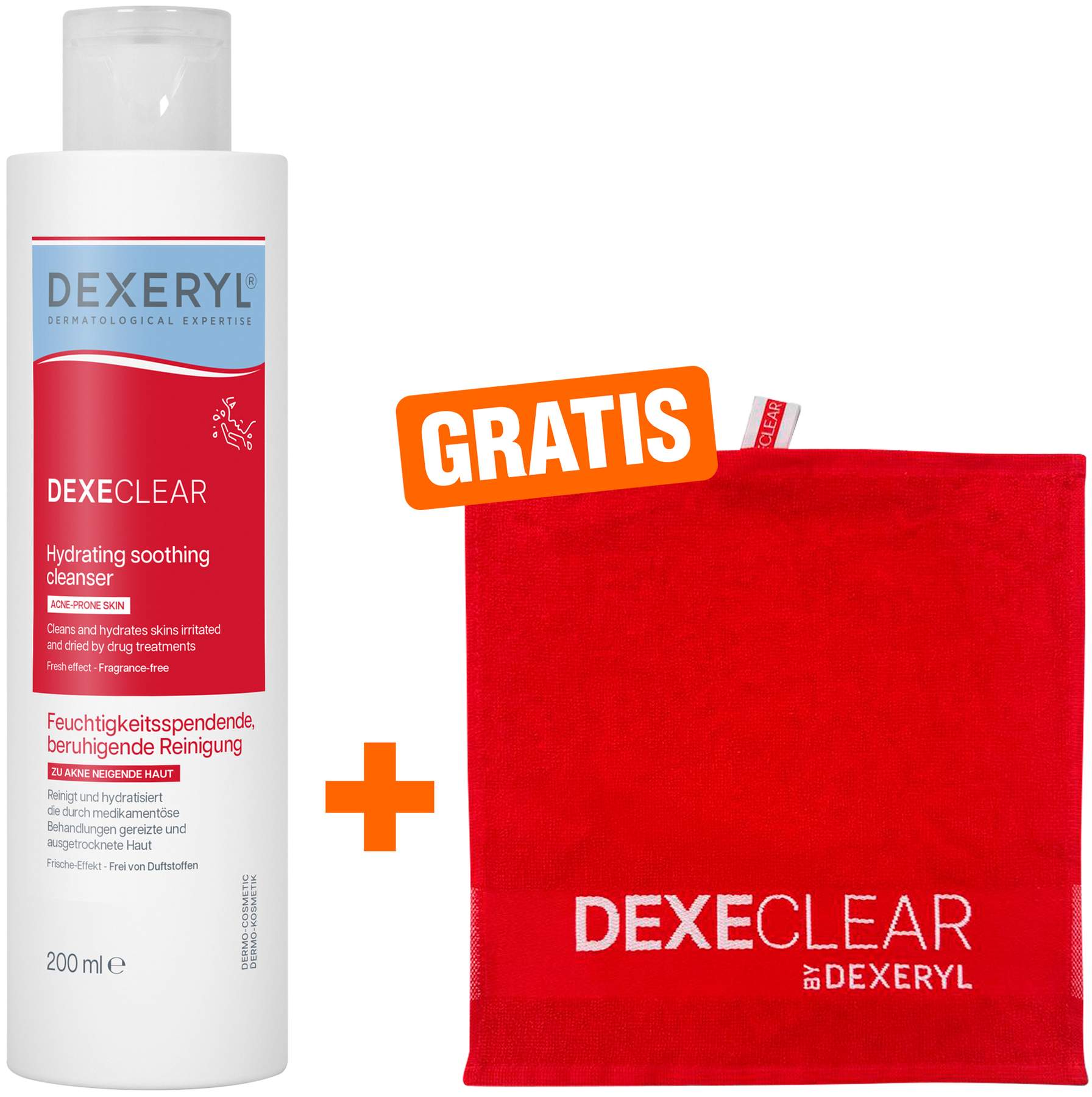 Dexeryl Dexeclear feuchtigkeitsspendende Reinigung 200 ml + gratis Handtuch 1 Stück