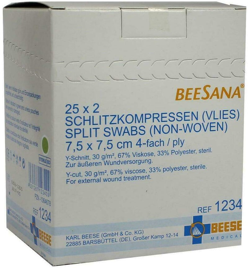 Schlitzkompressen Vlies 7,5x7,5cm 4fach St.1234