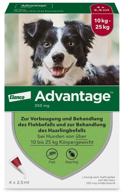 Advantage 250 Lösung für Hunde 10 - 25 kg 4 Einzeldosispipetten
