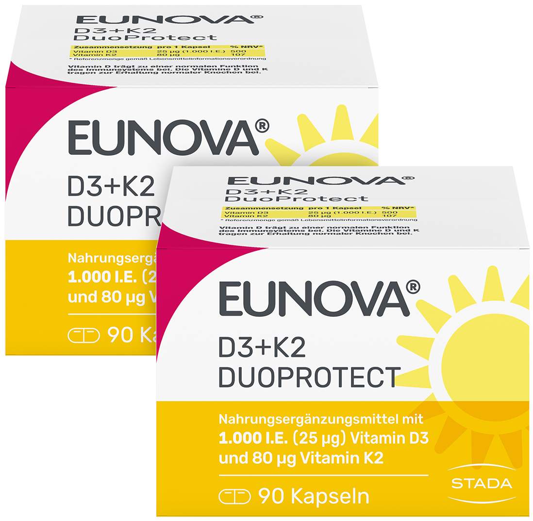Eunova DuoProtect D3 + K2 1000 I.E. 2 x 90 Kapseln
