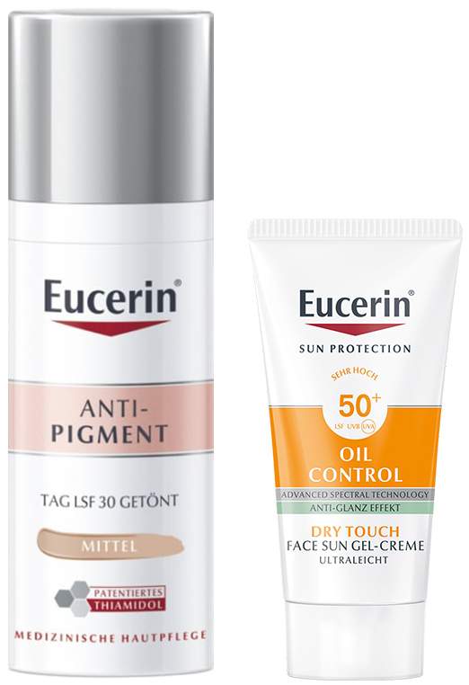 Eucerin Anti-Pigment Tagespflege getönt mittel 50 ml Creme + gratis Sun Gel-Creme Oil Control 20 ml