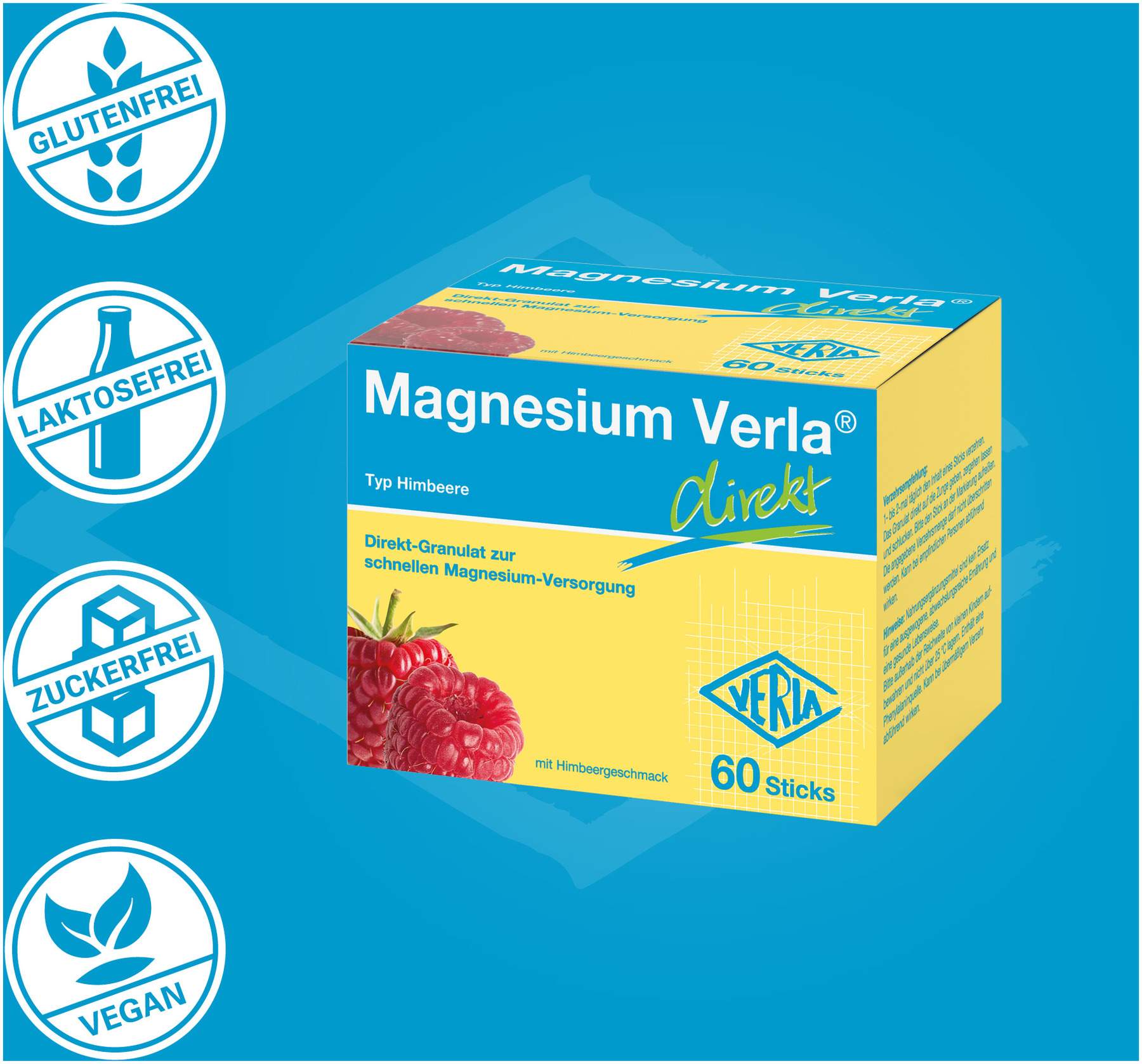 Magnesium Verla Direkt Himbeere 60 Granulatbeutel