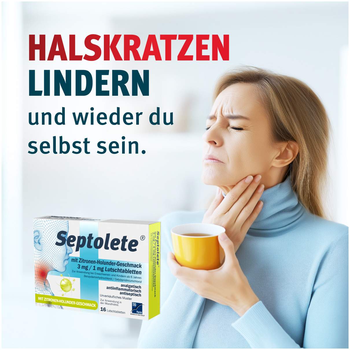 Septolete Zitronen-Holunder Geschmack 3 mg - 1mg 16 Lutschtabletten