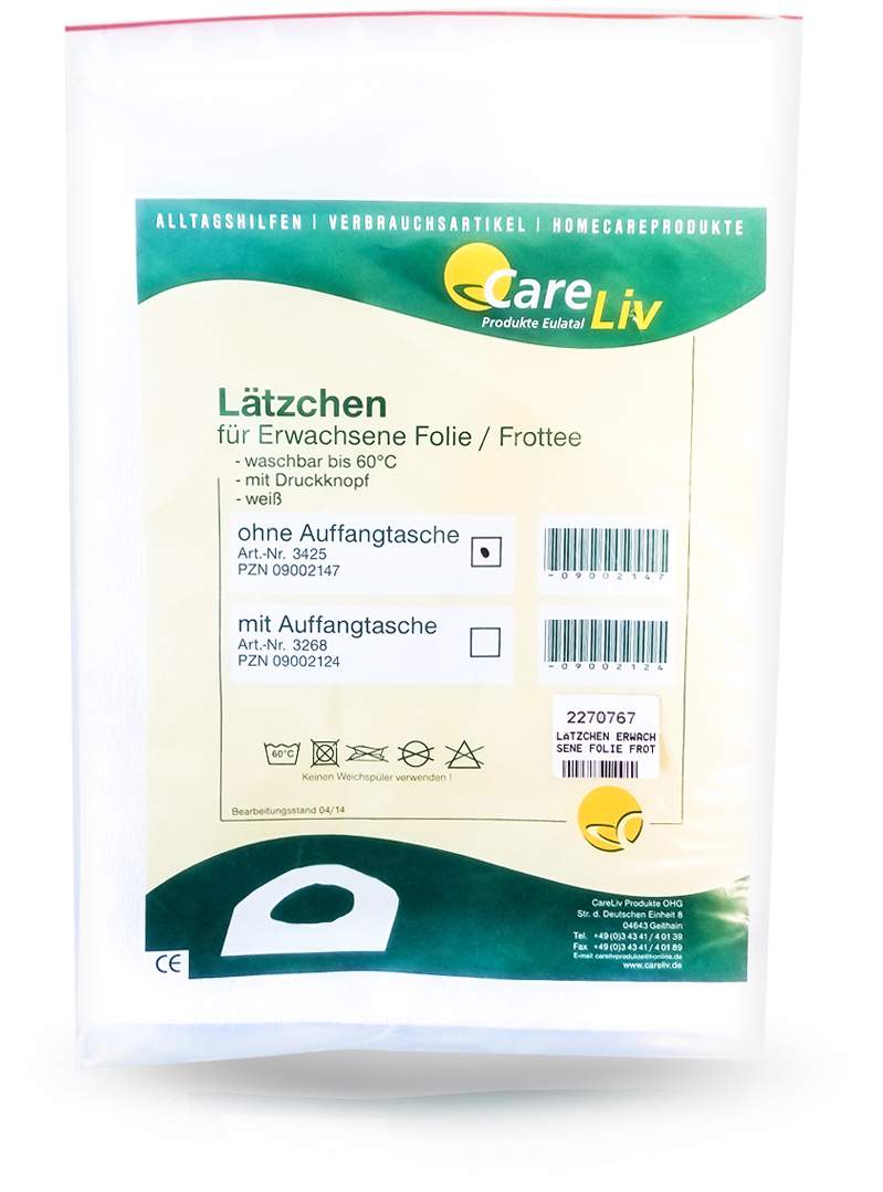Lätzchen Erwachsene Folie und Frottee Weiß Mit Druckknopf
