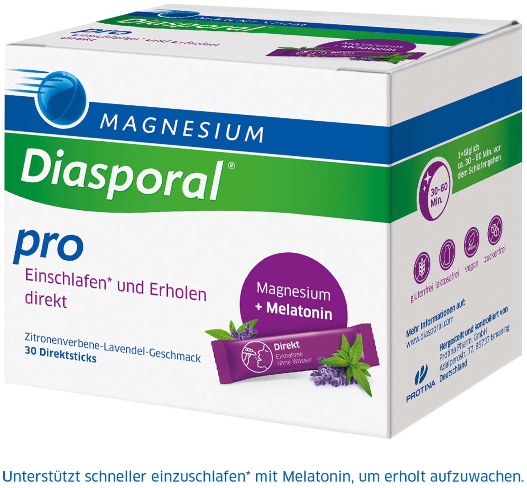Magnesium Diasporal pro Einschlafen und erholen Direktgranulat 30 Sticks