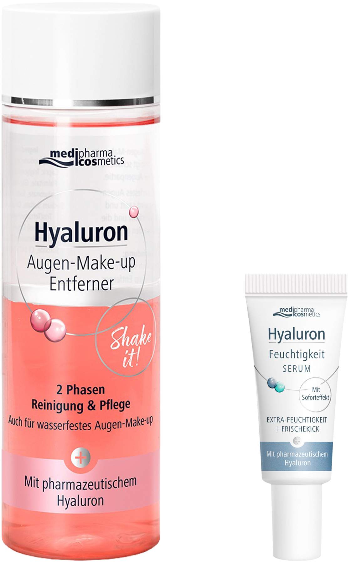 medipharma cosmetics Hyaluron Augen-Make-up Entferner 200 ml + gratis Hyaluron Feuchtigkeit Serum 5 ml