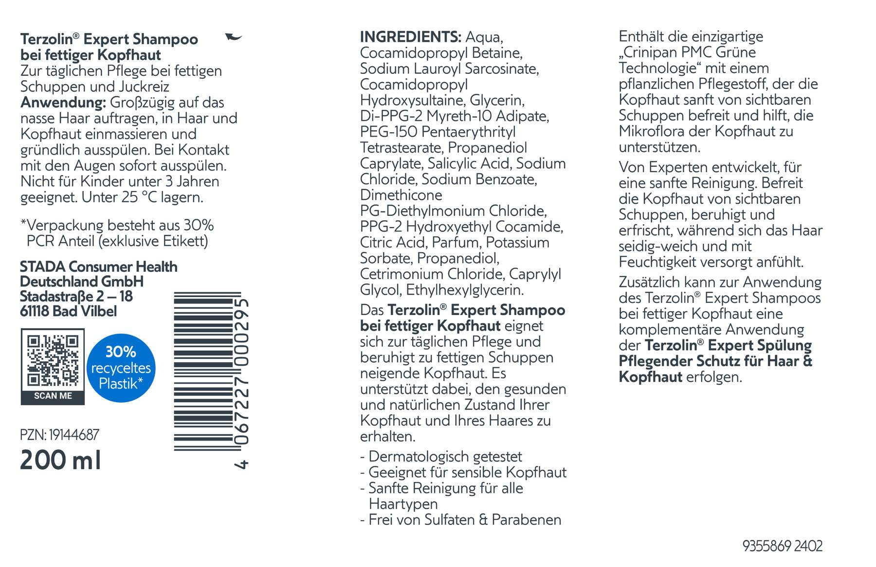 Terzolin Expert Shampoo bei fettiger Kopfhaut 200 ml