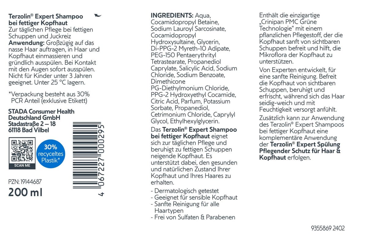 Terzolin Expert Shampoo bei fettiger Kopfhaut 200 ml