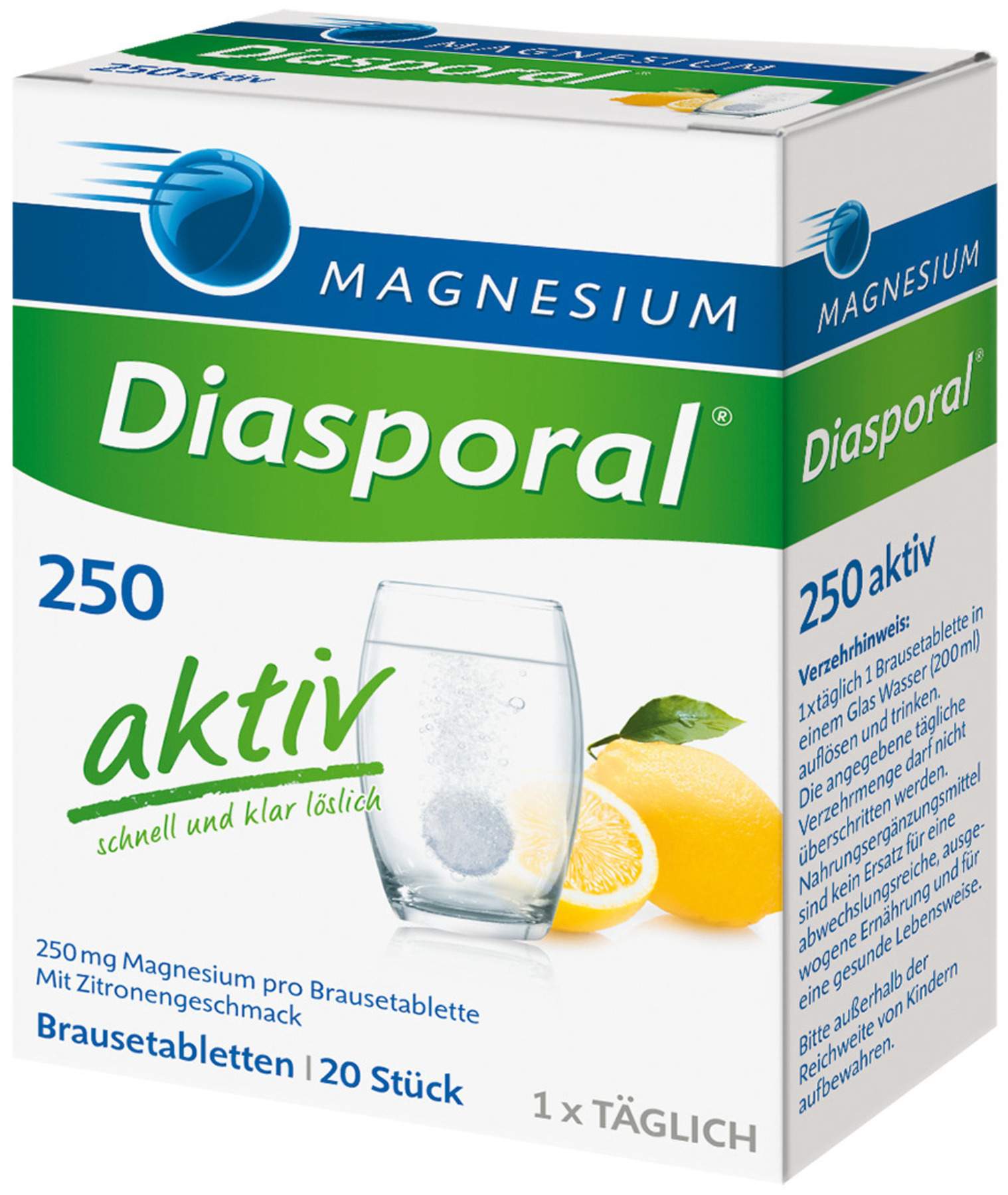 Magnesium Diasporal 250 Aktiv 20 Brausetabletten