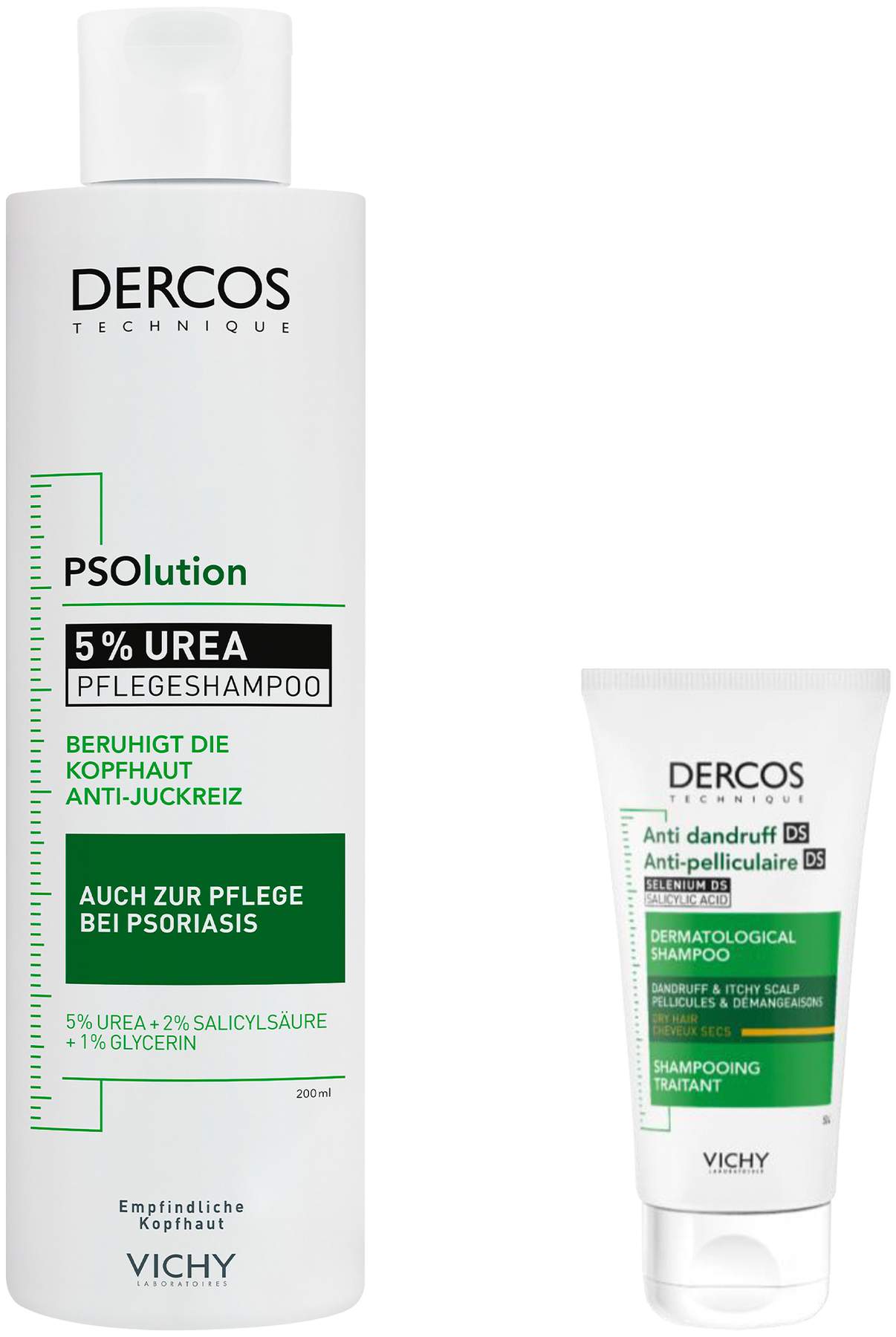 Vichy Dercos Psolution Shampoo 200 ml + Vichy Dercos Trockene Schuppen Shampoo 50 ml