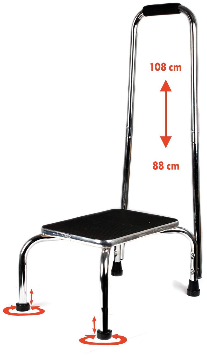 Trittstufe mit höhenverstellbarem Haltegriff 88 - 108 cm