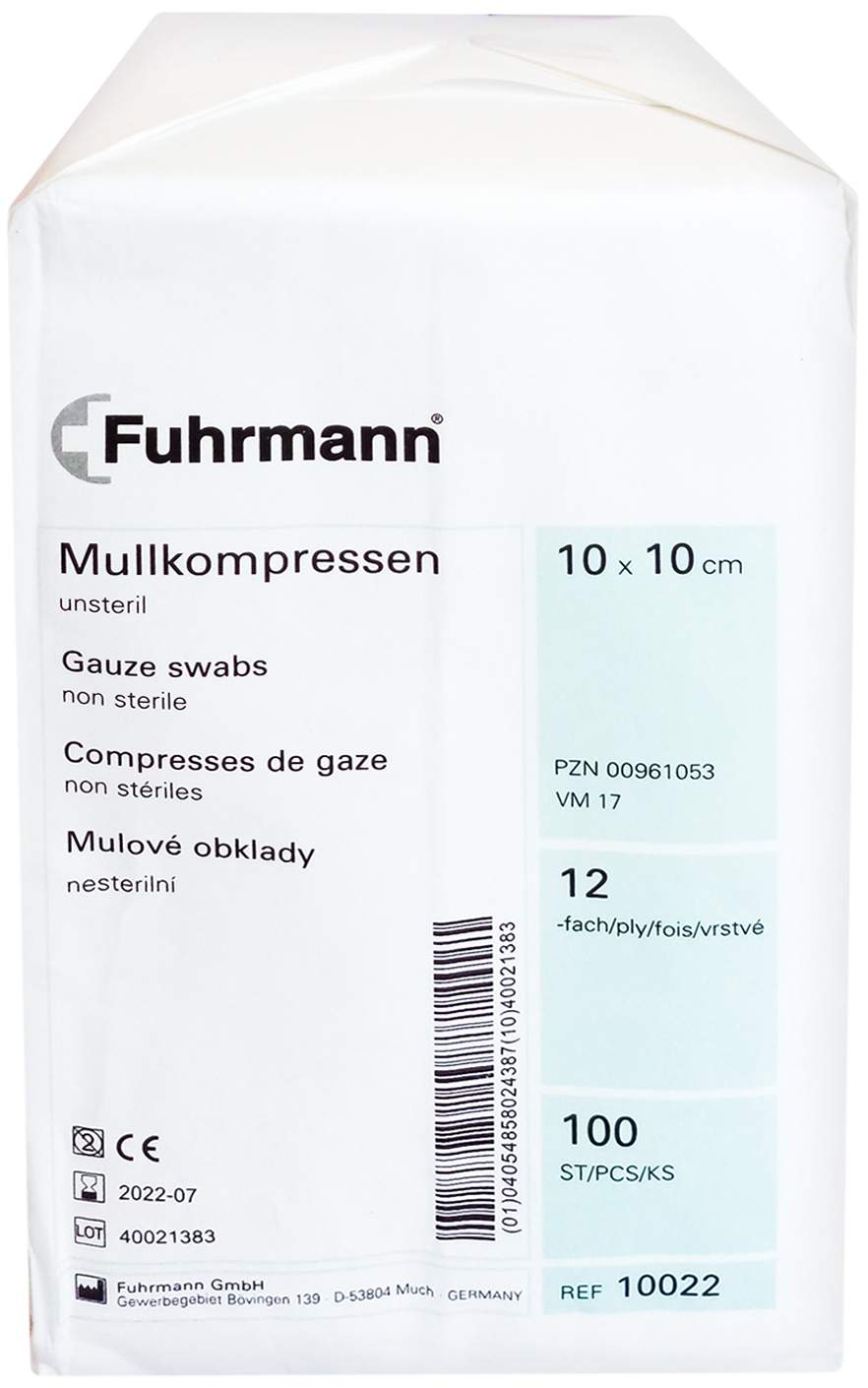 Mullkompressen 10x10 cm Unsteril 12fach