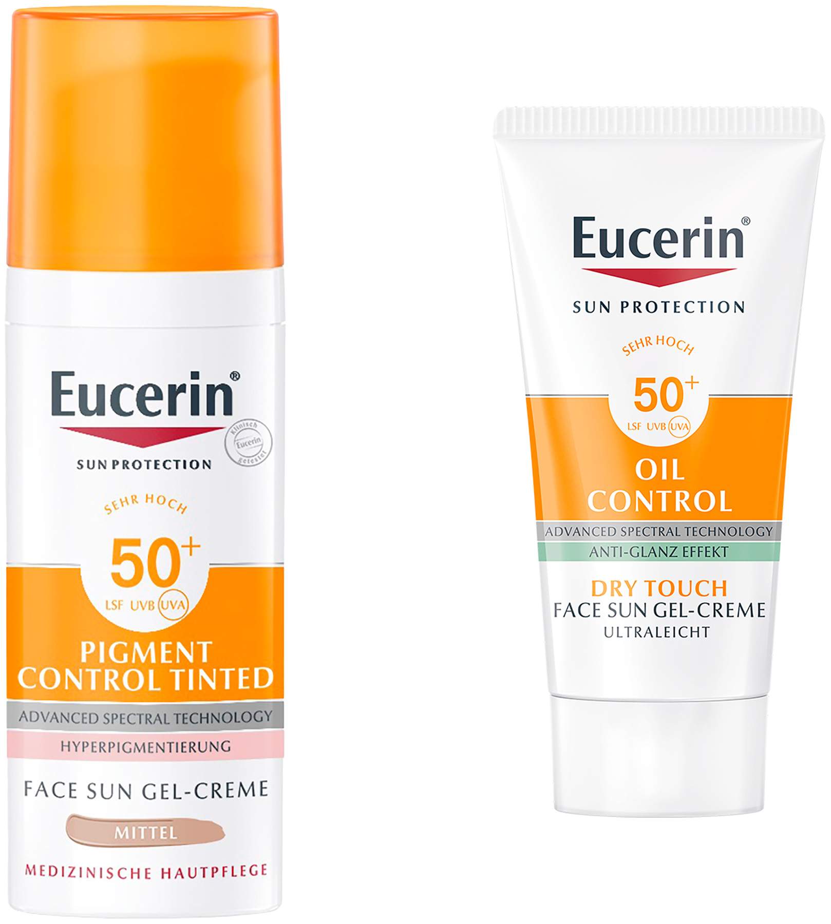 Eucerin Sun Pigment Control Face fluid Getönt (Mittel) LSF 50+ 50 ml + gratis Sun Gel-Creme Oil Control 20 ml
