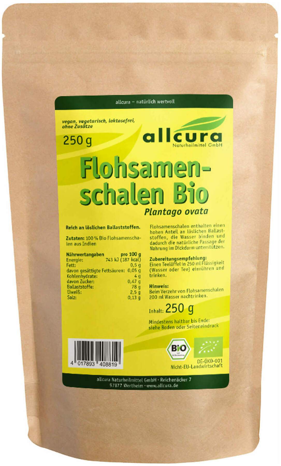 Flohsamenschalen Bio 250 G