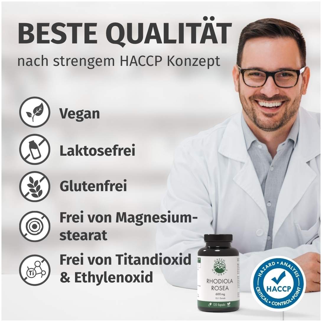 Green Naturals Rhodiola Rosea 500 mg Hochdosiert 120 Kapseln
