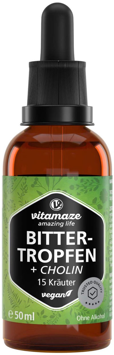 Bitter Tropfen 15 Kräuter + Cholin ohne Alkohol 50 ml