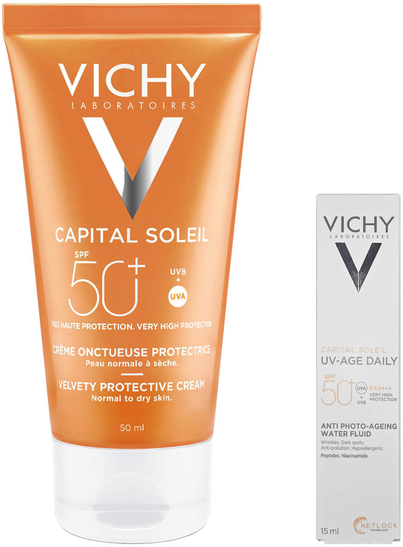 Vichy Capital Soleil Sonnenfluid LSF 50 50 ml + gratis Vichy Capital Soleil UV-Age Daily LSF 50+ 15 ml