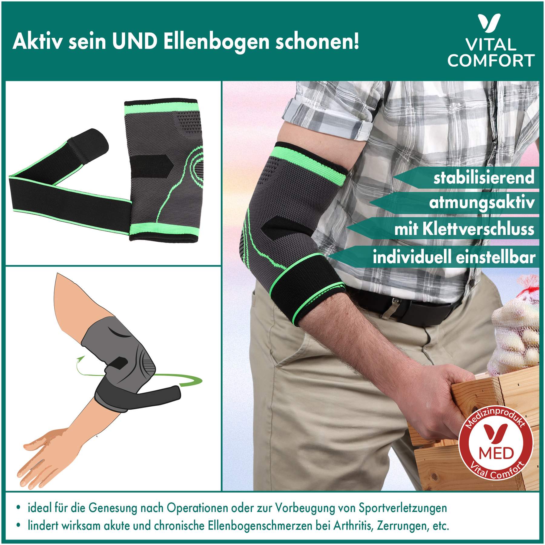 Vital Comfort FlexiTec Pro Ellenbogenbandage Gr. L-XL 1 Stück