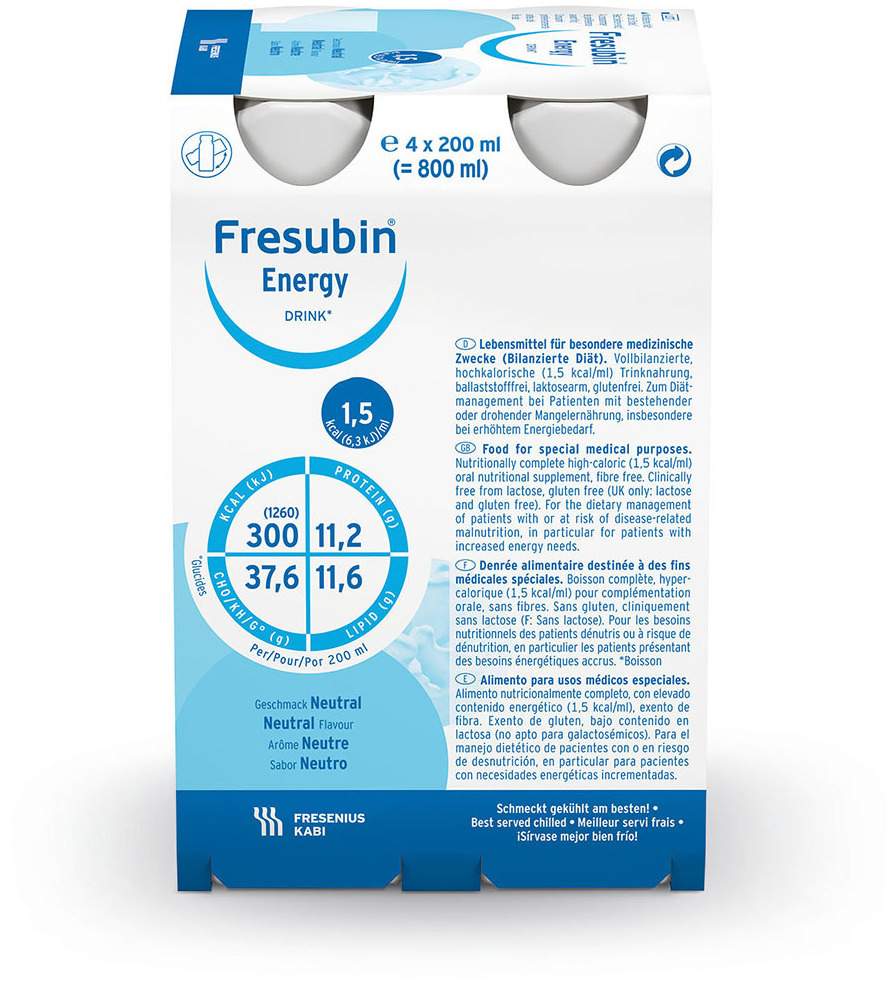 Fresubin Energy Drink Neutral Trinkflasche 4 X 200 ml