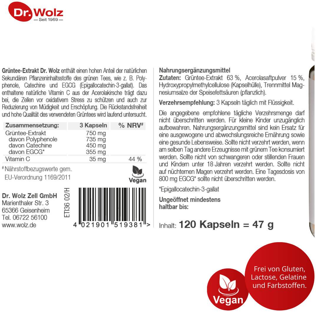 Grüntee Extrakt Dr.Wolz 120 Kapseln