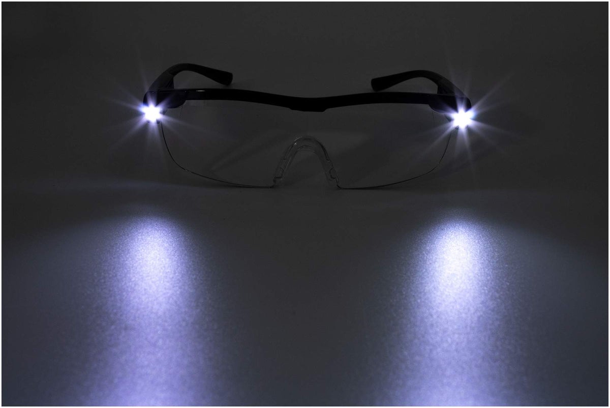 160% Vergrößerungsbrille mit 2 LED-Licht & Blaulichtfilter, schwarz,+ Gratis Brillenputztücher 10st.