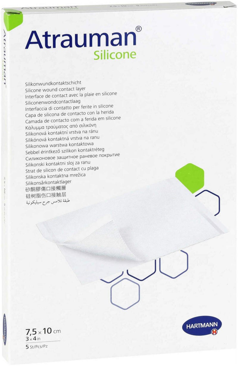 Atrauman Silicone 7,5 X 10 cm Steril 5 Kompressen
