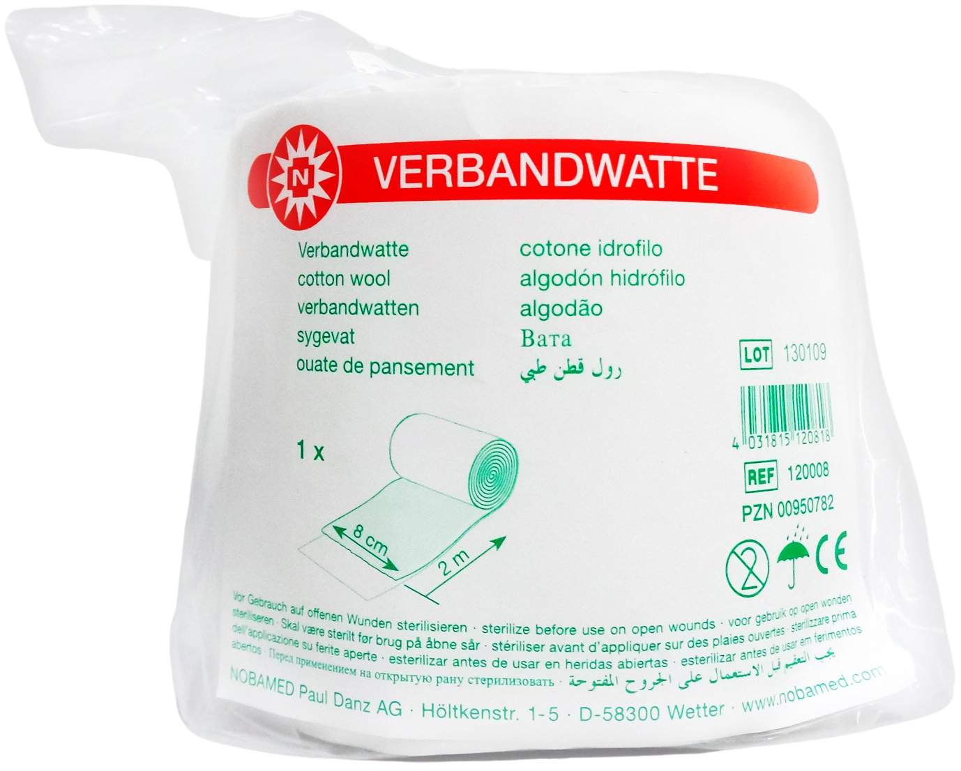 Verbandwatte Gerollt 2mx8cm