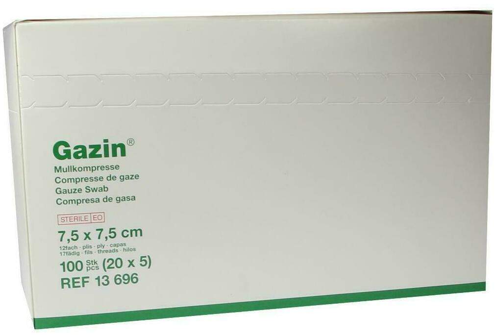 Gazin Kompressen 7,5x7,5cm 12fach Steril