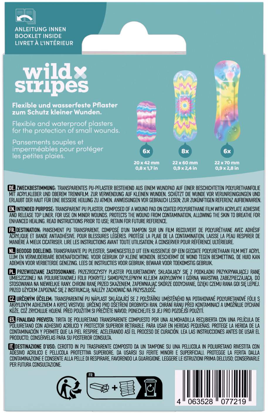 Wild Stripes Waterproof Secure Rainbow Edition 20 Pflaster