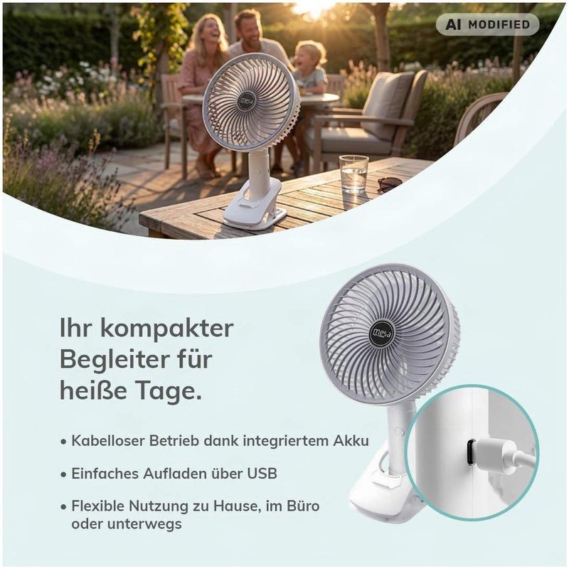 Tischventilator mit Akku zum Klemmen