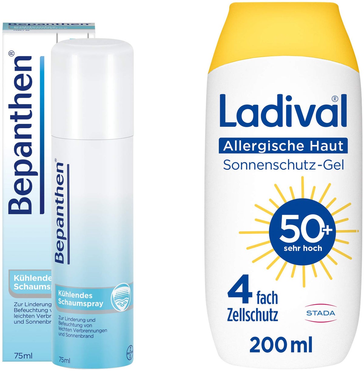 Bepanthen Schaumspray 75 ml + Ladival allergische Haut Sonnenschutz-Gel LSF50+ 200 ml